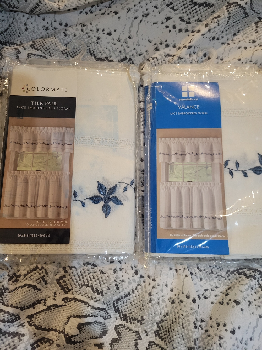 Cream Floral Valance And Tier Set